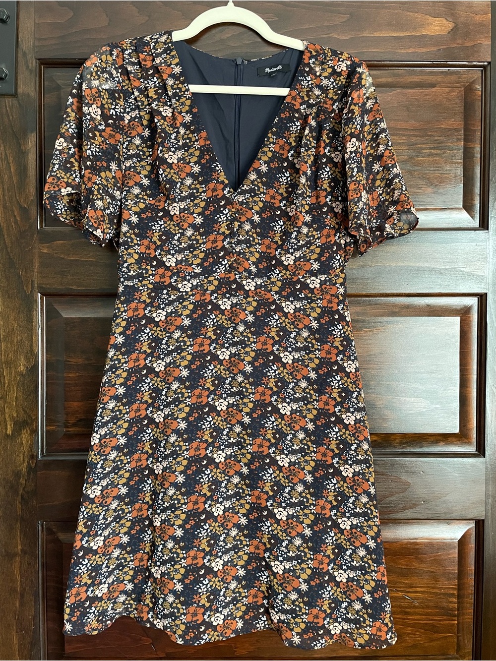Madewell Orchard Flutter Sleeve Dress In Woodland Warm Nutmeg